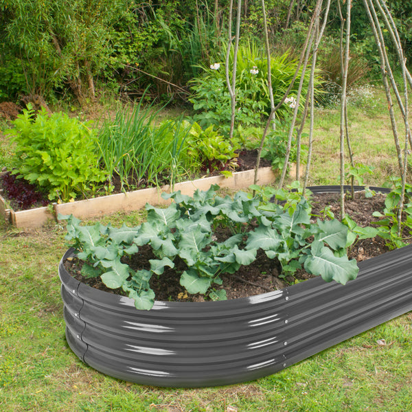 Metal Raised Garden Bed, 6×3 ft Galvanized Planter Box (Grey)