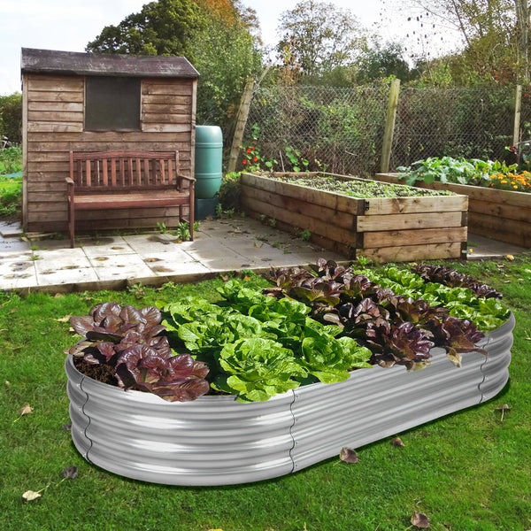 Metal Raised Garden Bed, 6×3 ft Galvanized Planter Box (Silver)